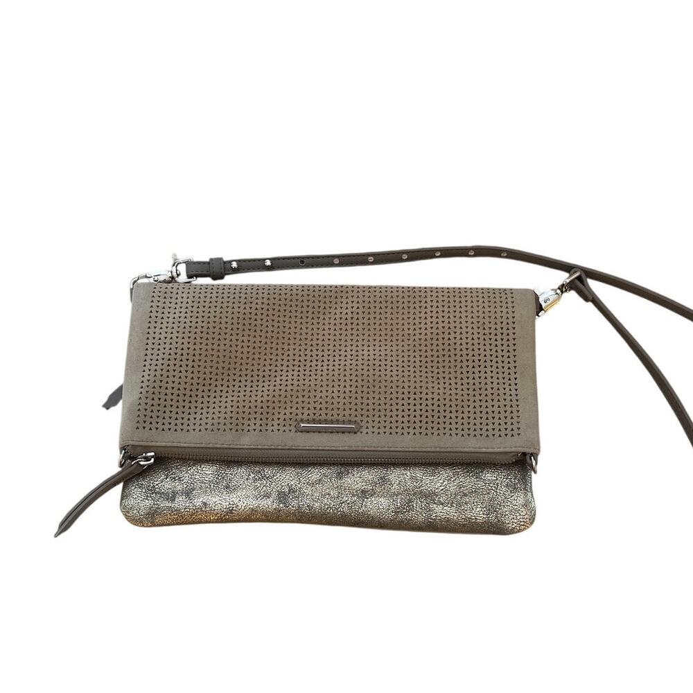 Stella & Dot Waverly Petite Convertible Bag Crossbody Clutch Slate Gray Metallic